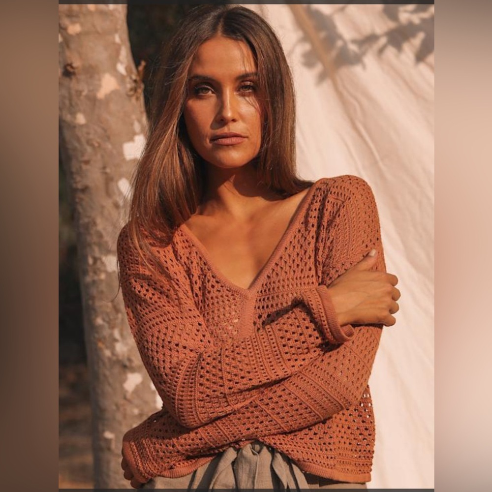 Billabong Multitone Sweater in Cream and Brown